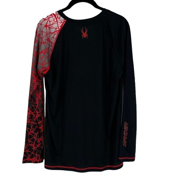 Spyder Baselayer Long Sleeve Crew Pullover Top Shirt Red Spider Web Arm Men's M - Picture 2 of 8